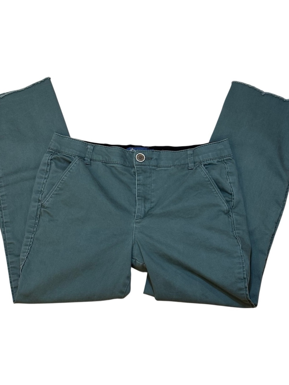 Democracy Pants, Straight-Leg Chinos, Sz 8, Green-Gray, Slimming, Ab solution